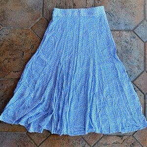 H&M Blue Floral Midi Skirt with Side Slit